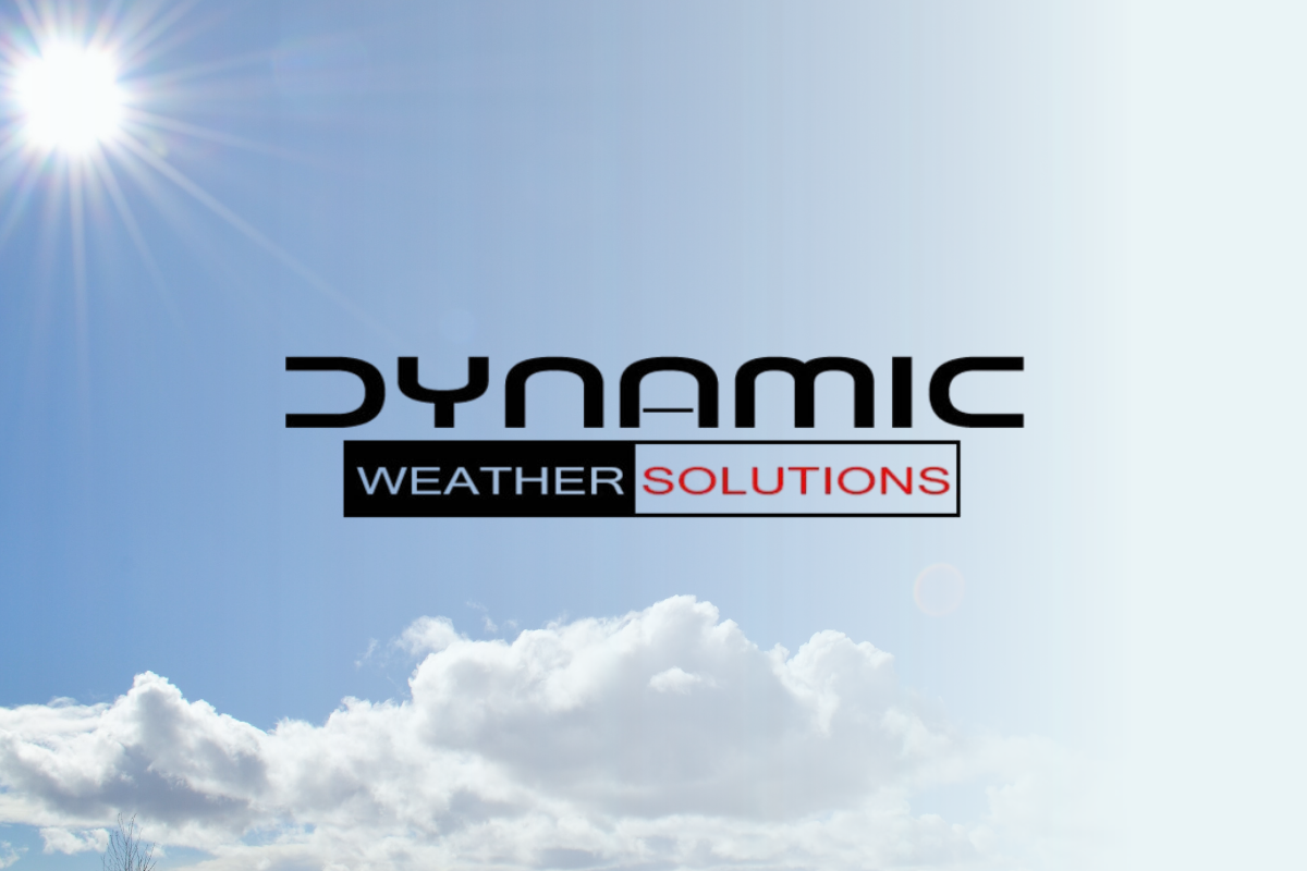 Sky and clouds overlaid by Dynamic Weather Solutions Logo