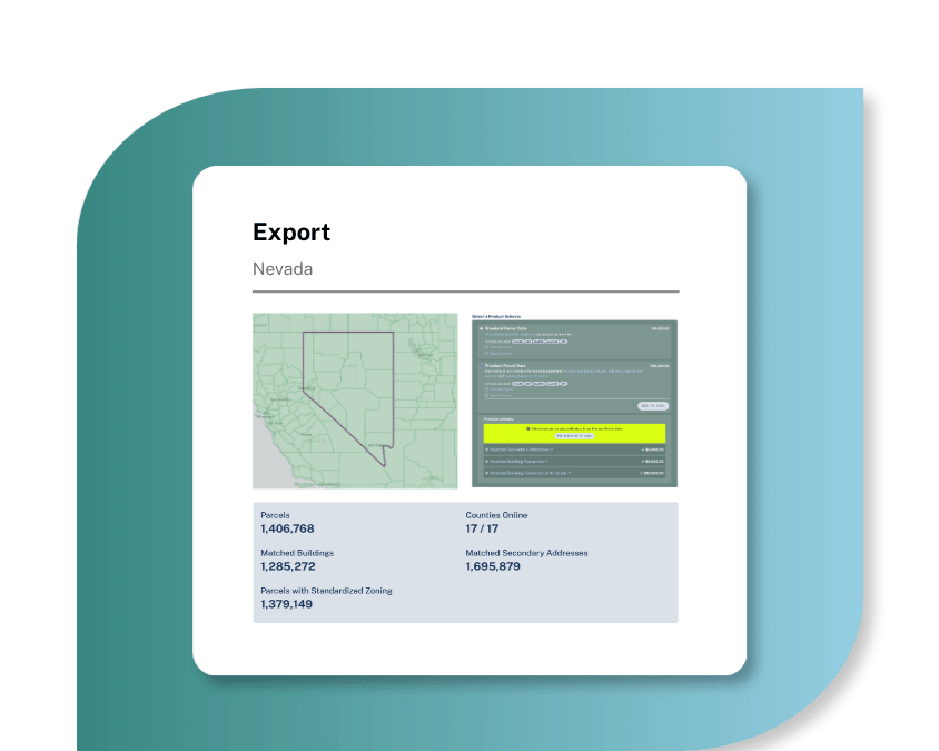 Data store state export map and summary of Nevada