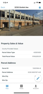 The full view of property details on the Regrid Property App. Including sales and value, address, mailing address, and more
