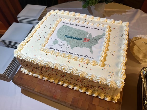 Cake celebrating 100% nationwide coverage map