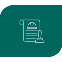 Icon of checklist and stamp on green background