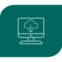 Green icon of a computer screen with download