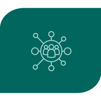 Icon of people in a network on green background Icon of people in a network on green background