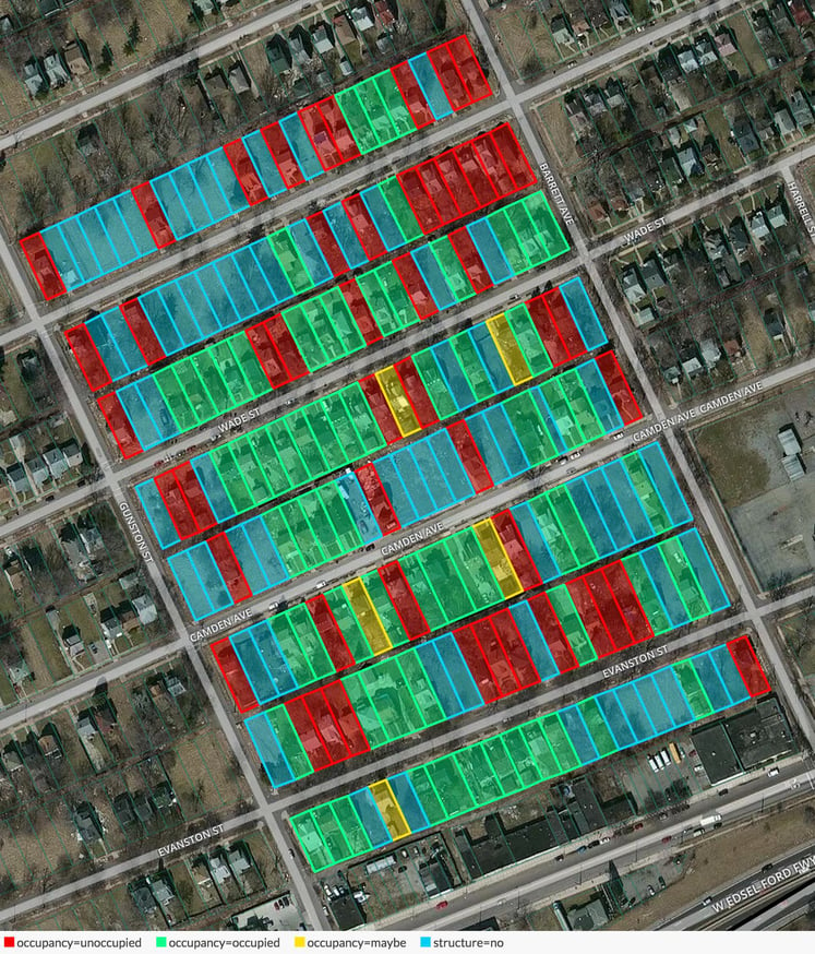 Map of vacant property in Detroit