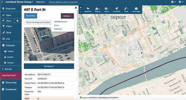 Property details on the Regrid Mapping Platform