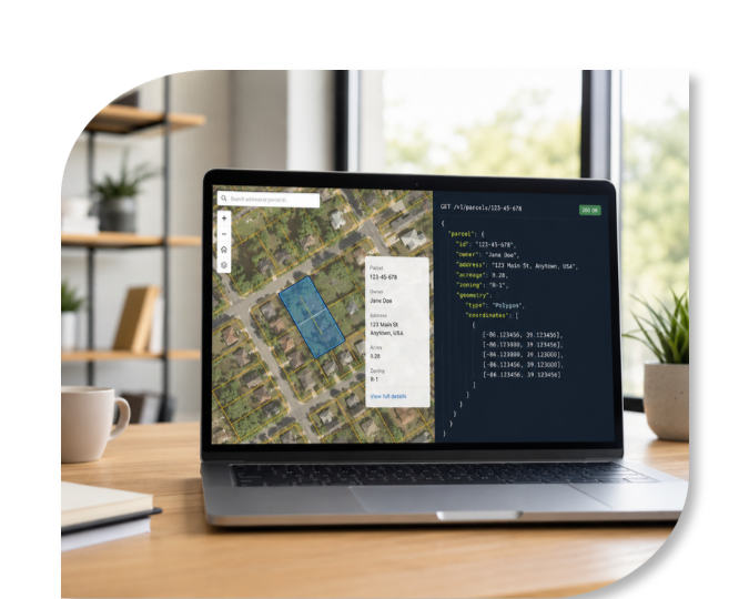 Laptop screen showing Regrid parcel API