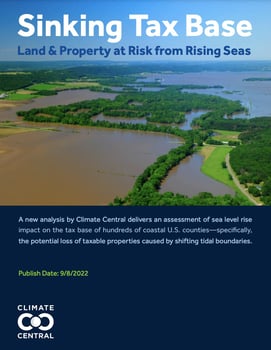 The cover of Climate Central's report 'Sinking Tax Base - Land & Property at Risk from Rising Seas'