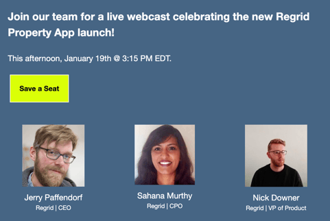 Join our team for a live webcast celebrating the new Regrid Property App launch!