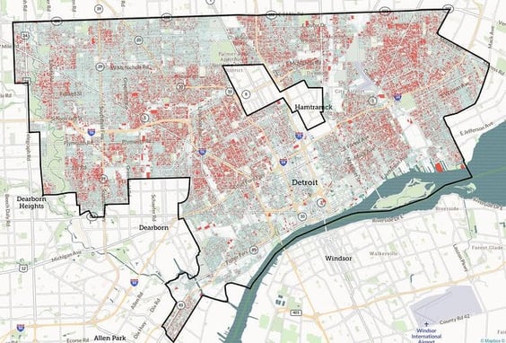 Distressed properties in Detroit, 2019