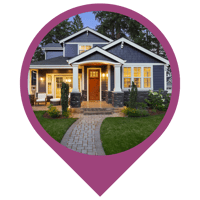 Image of a home on a location pin.