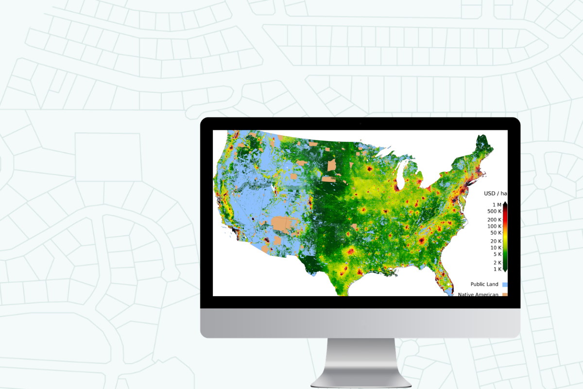 parcel background with Mac overlaid displaying land values map