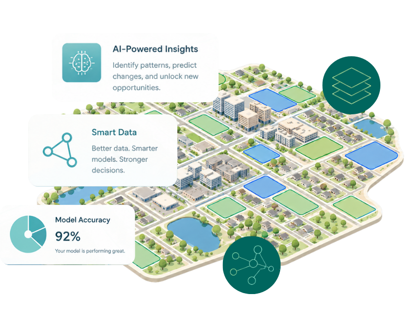 AI parcel map overlaid with attributes and icons