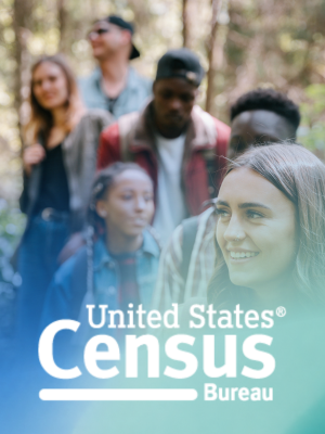US Census Bureau overlaid over a photo of people