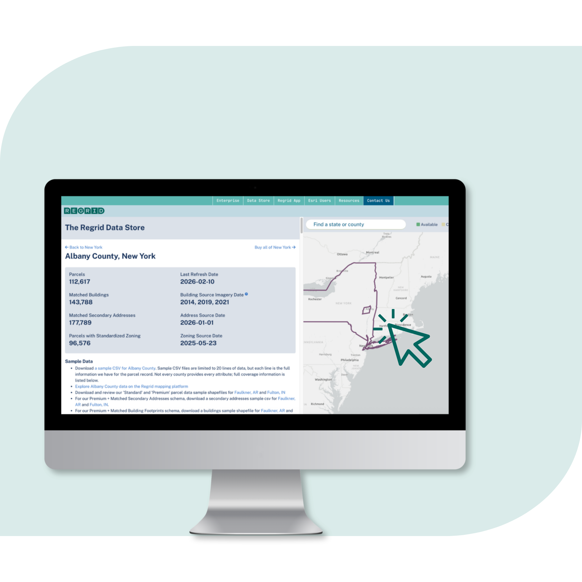 Image showing computer screen displaying Regrid data store