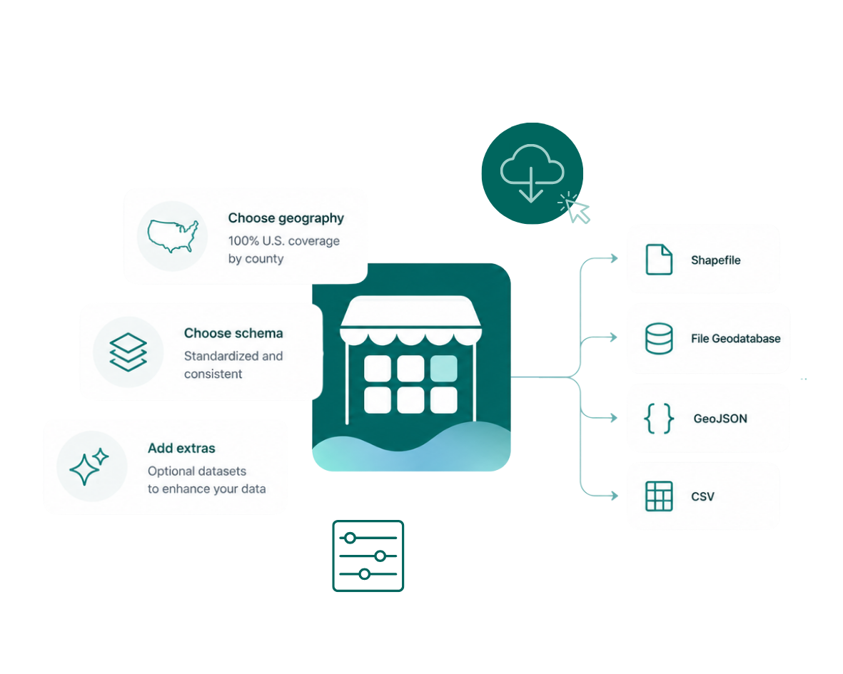 Regrid datastore workflow depicted as icons and attributes-2