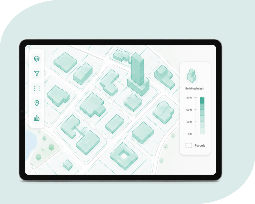Tablet screen depicting building height dataset