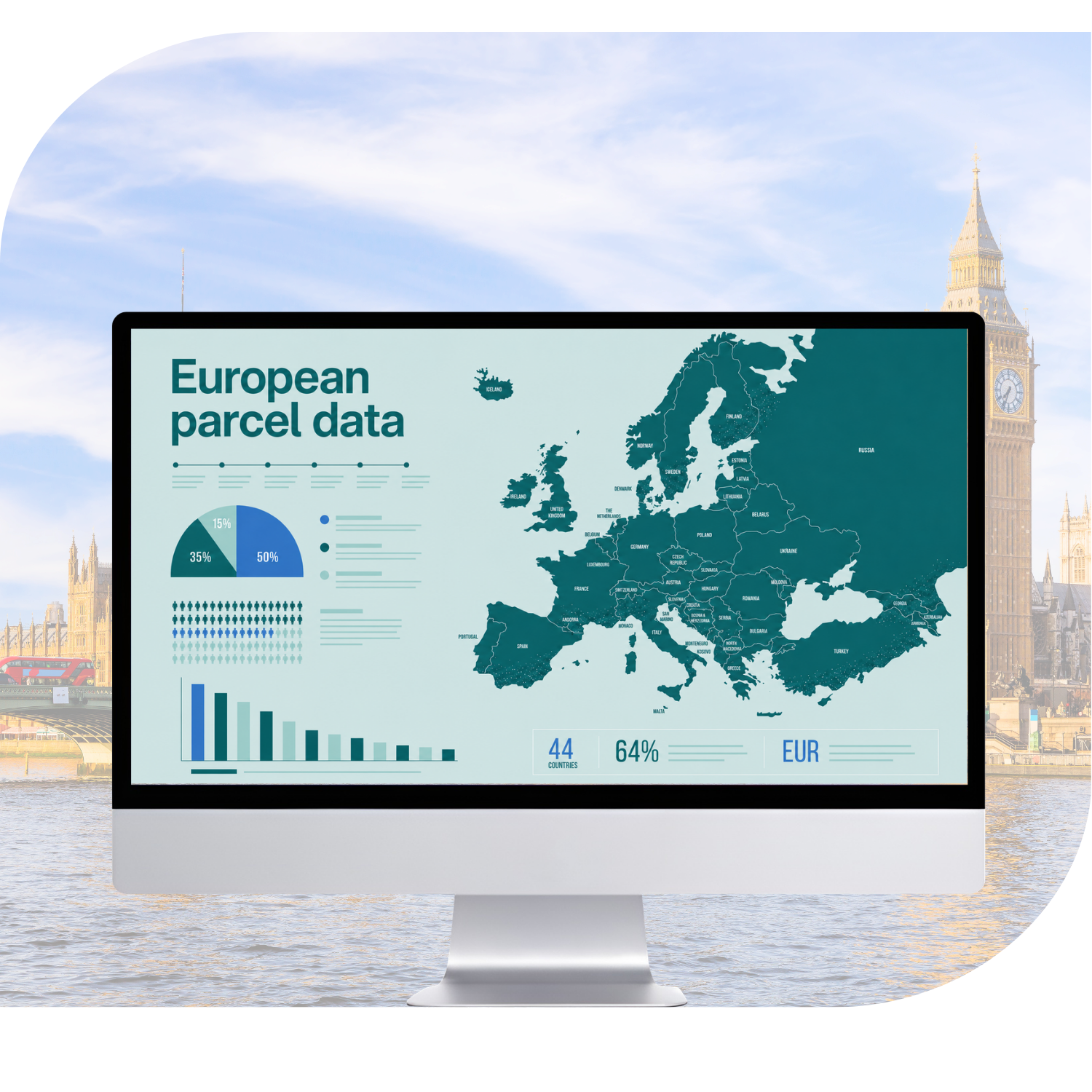 Europe map against london background Europe map against london background