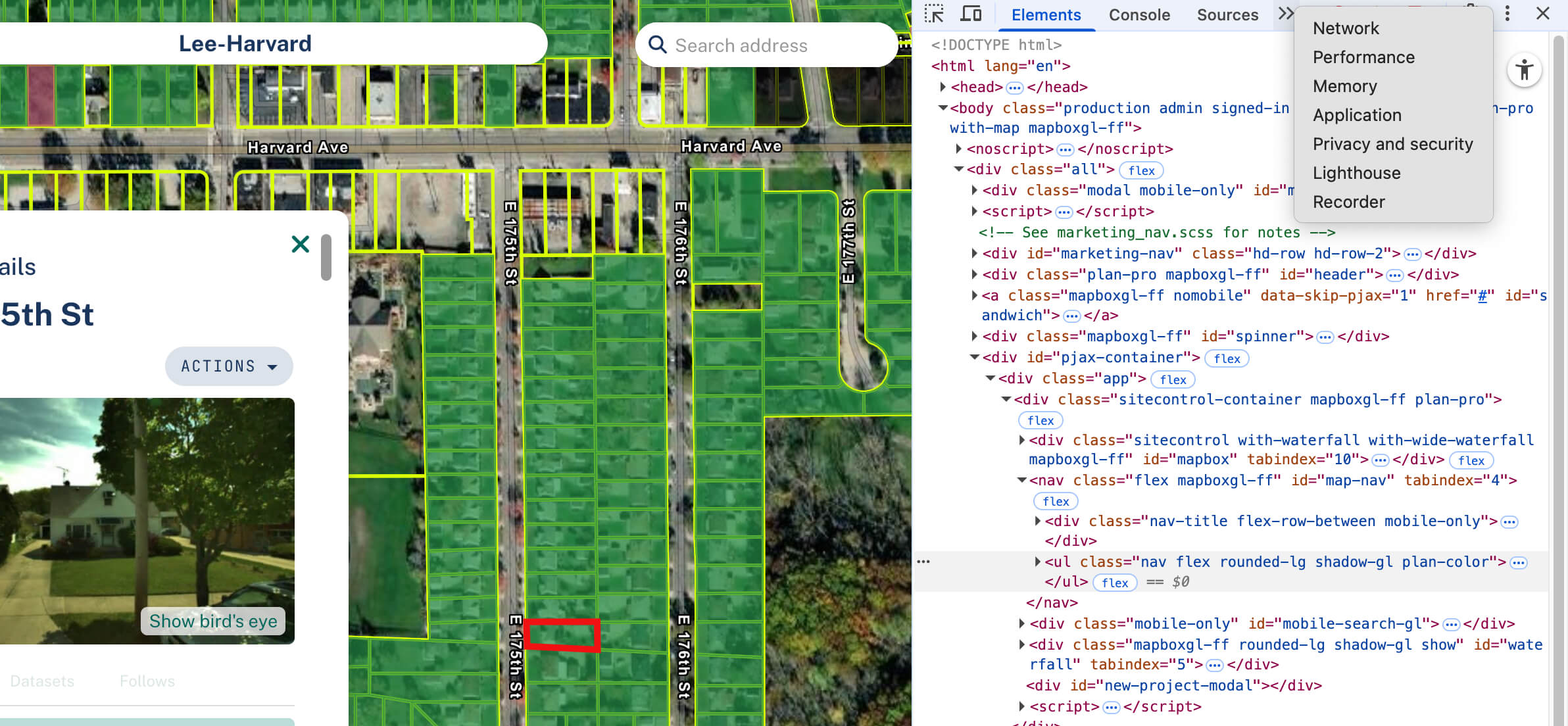 Image of Inspect tab open