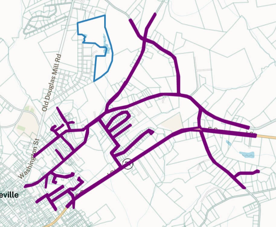 Example of a spiderweb ROW in Abbeville, SC